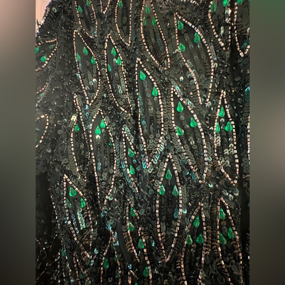 Mac Duggal Sequined Long Sleeves Dress with V Neck #5451 - Picture 14 of 16